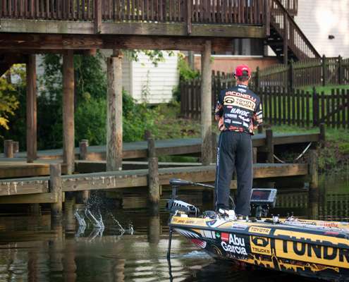 Iaconelli could be seen pitching his bait under docks.
