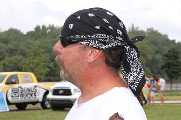 <p>
	Burlington resident, James Thompson, takes the award for the coolest do rag and sunglasses at the tournament so far. Thompson is a member of the Burlington County Bassmasters and a proud member of B.A.S.S.</p>
