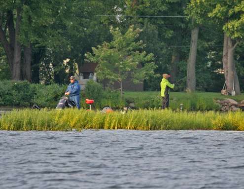 <p>
	A boat is way back behind some vegetation on Oneida to start the morning.</p>
