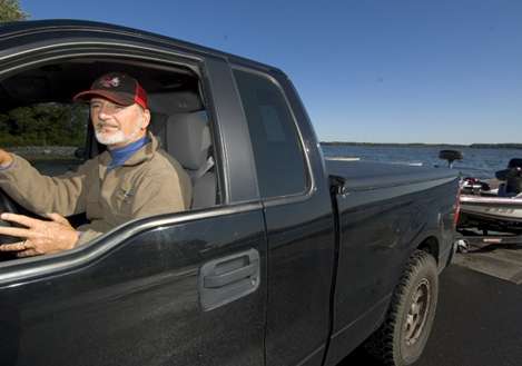 <p>
	Mark Hicks launches his boat at Oneida Lake Sunday. Better late than never.</p>
