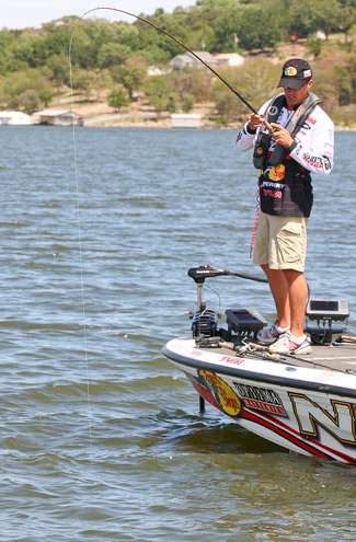 <p>
	 </p>
<p>
	Evers connects with a bass on a submerged house foundation. </p>

