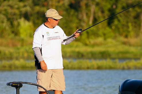 <p>
	Pete Daniels said he felt good about his pre-fishing, but was struggling to get a bite early on Day One. </p>
