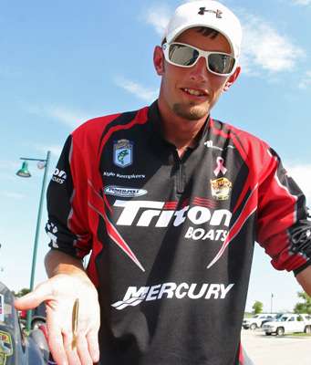 <p> 	 </p> <p> 	The most productive bait for Kyle Kempkers was a prototype Strike King Perfect Plastic bait that isnât even out yet. âThey donât even have a full name,â Kempkers said. âItâs a KVD thing â a cross between a finesse worm and a leech. I would say the color is green pumpkin with blue flake. That blue flake was the key.â</p> 