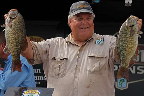 <p> 	 </p> <p> 	Reault caught 56 pounds, 3 ounces and finished in 10<sup>th</sup> place for the tournament and weighed in every fish on a drop shot. âI like to throw a jerkbait and throw some other stuff for smallmouth,â Reault said. âBut with the algae bloom it locked me into the drop shot.â</p> 
