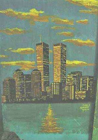 <p>
	This Twin Tower painting in Afghanistan was done with a hypodermic needle.</p>
