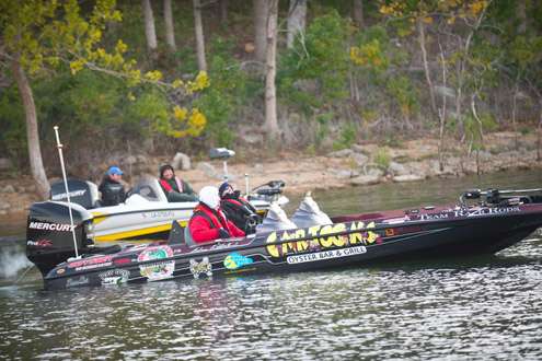 <p>
	Adam Kaltenbach and his co-angler wait for their turn to take-off. </p>

