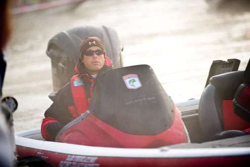<p>
	 </p>
<p>
	Todd Serfoss is one of the first boats to hit the Quachita River. </p>
