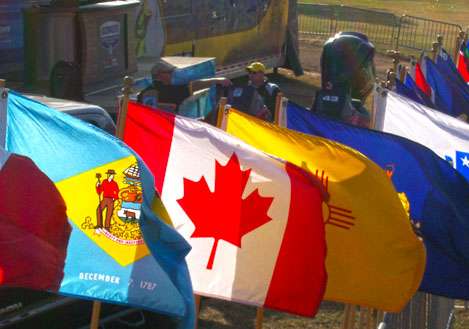 <p>
	Flags from every state and country were present at the weigh-in area.</p>
