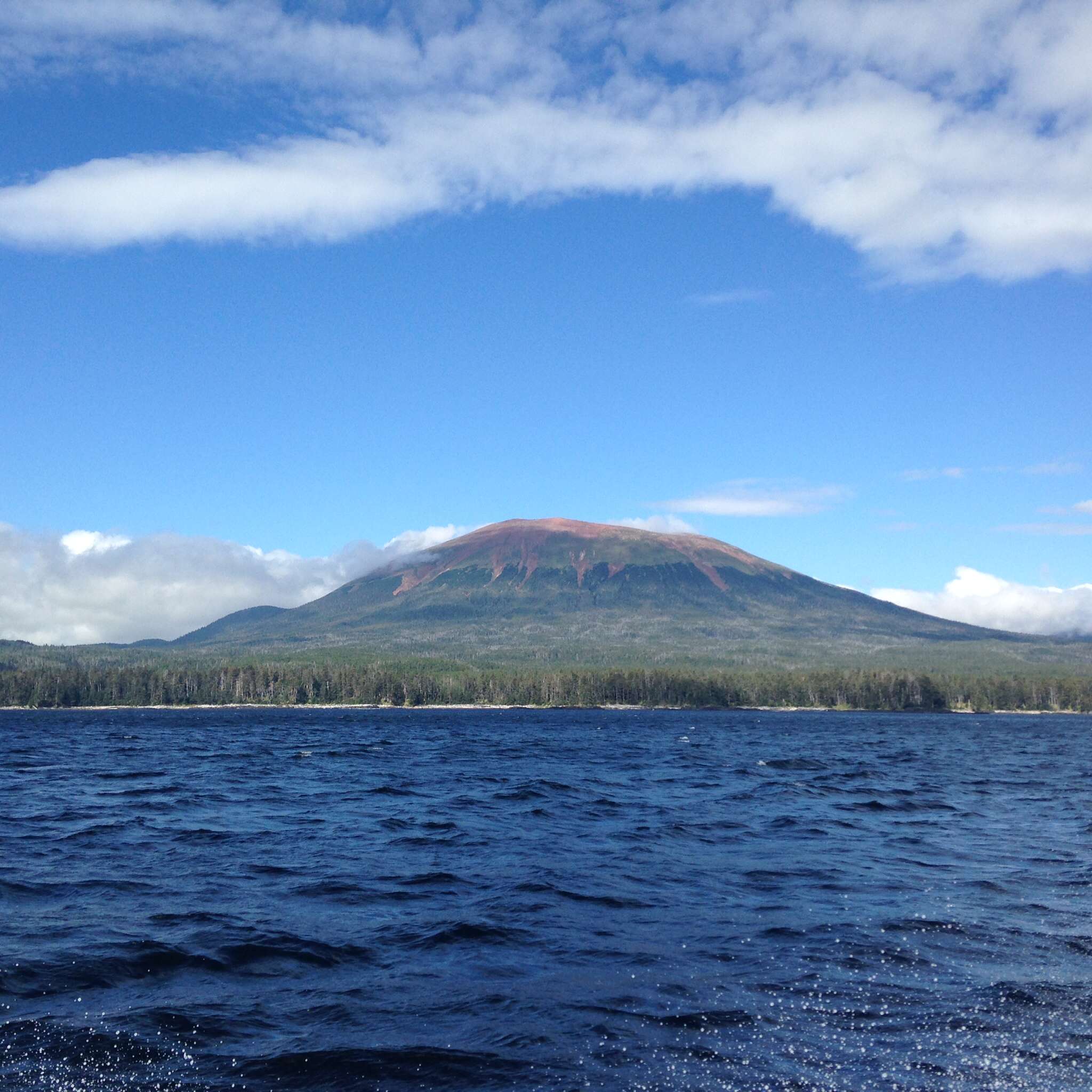 Clear blue skies and spectacular view of Mt. Edgecumbe.
