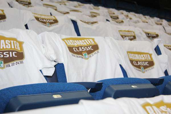 <p>
	 </p>
<p>
	Each guest at the announcement of the 2013 Bassmaster Classic in Tulsa took home a commemorative t-shirt.</p>
