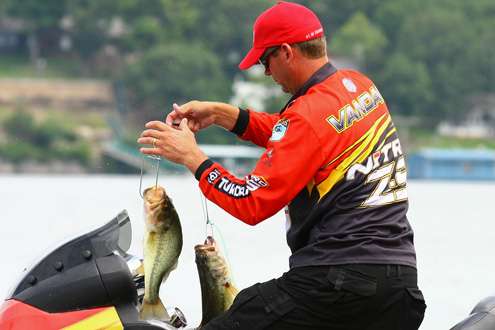 <p>
	Kevin VanDam was culling early on the final day of fishing on Grand Lake. </p>
