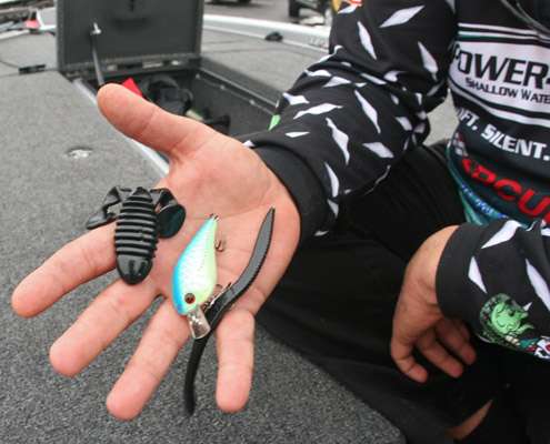 <p>
	Earlier in the tournament, Lane caught some keepers on a black Gambler Cane Toad. He also used the Luck âEâ Strike RC2 crankbait as a search bait and when the bass were more active. The money bait for Lane, especially as the tournament wore, on was a black Gambler Sweebo worm. </p>
