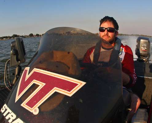 <p>
	Machek, an alum of the Virginia Tech bass fishing team, makes a run to a spot where he left fish biting at the end of the tournament day.</p>
