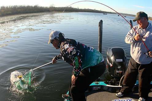 <p>
	The bass throws water everywhere but Lane is sure-handed enough to scoop it up.</p>
