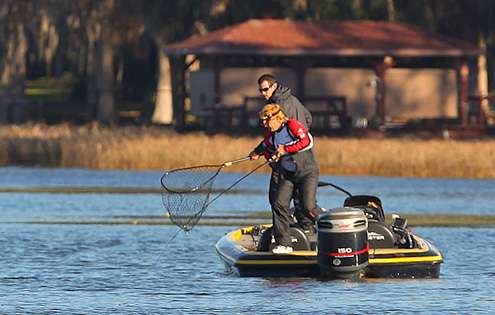 <p>
	The use of dip nets is allowed in the Bassmaster Opens, but unfortunately this fish would never make it to the boat. </p>
