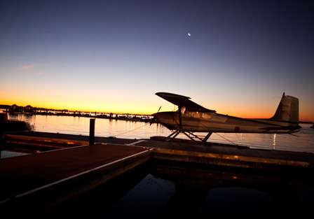 <p>
	A floatplane rests near the dock on the Harris Chain of Lakes.</p>

