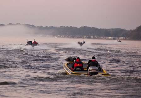 <p>
	Anglers are eager to hit the water and claim their spots. </p>
