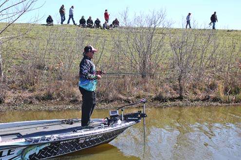 <p>
	 </p>
<p>
	As Lane continues down the bank, spectators mass in hopes of seeing him catch a big one.</p>
