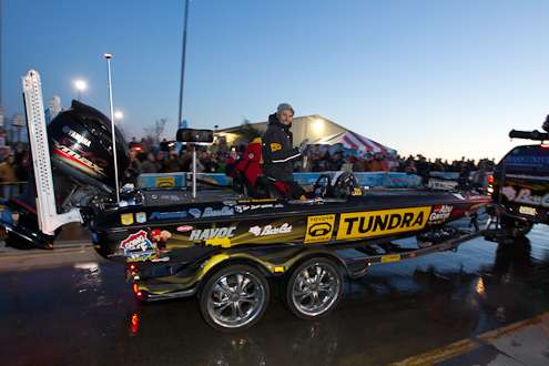 <p> 	Mike Iaconelli heads down the boat ramp on Day Two.</p> 