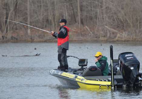 <p>
	Bass Pro Shops Bassmaster Open winner and Elite Series rookie Fletcher Shryock worked a shallow pocket in Pool 4 early this morning.</p>
