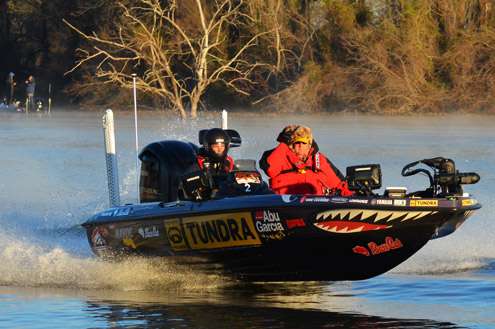 <p>
	Mike Iaconelli settles in for a long day in McDade.</p>
