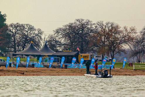 <p>
	Several anglers stayed close to the weigh-in site at Lewisville Lake Park. </p>
