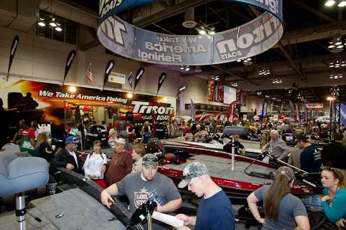 <p>
	The Triton Boats booth was popular.</p>
