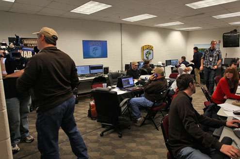 <p>
	Here's the "War Room," where the Classic television show is produced. You can watch a live feed from there all weekend on Bassmaster.com.</p>
