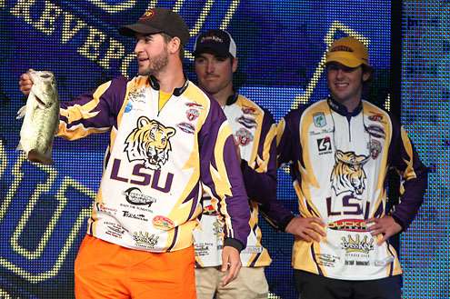 <p>
	Despite his gaudy shorts, Travis Laurent and his partner Doug McClung boated this nice keeper for LSU.</p>

