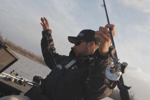 <p>
	Palaniuk grabs more tackle from his rod locker for his practice day.</p>
