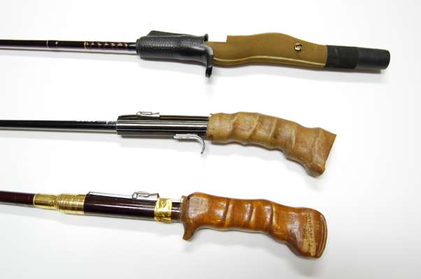 <p>
	<strong>Rod handle prototypes</strong></p>
<p>
	Look familiar? Childre was an expert at prototyping, being resourceful in both materials and creativity. These early predecessors to the Lewâs Speed Stick spinning and casting handles proved invaluable in showing the manufacturing exactly what he had in mind. His hand-carved pistol grips made it onto several concept rods. Speed Sticks were introduced into the market in 1970, anchored by the popular hand-fitting pistol grip casting rods.</p>
