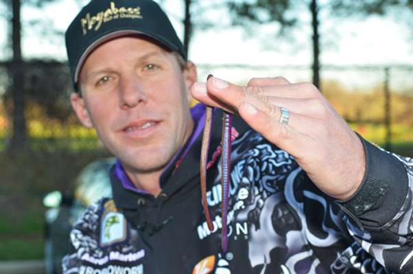 <p>
A Roboworm was his go-to lure fished on a drop shot rig.</p>