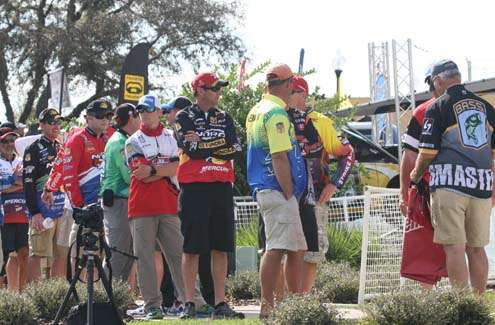 <p>
	The line waiting for weigh-in bags has been long both days of the St. Johns River Showdown.</p>
