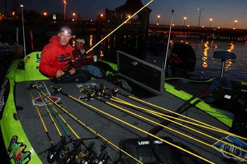 <p>
	Brent Chapman gets his rods ready for Day Two.</p>

