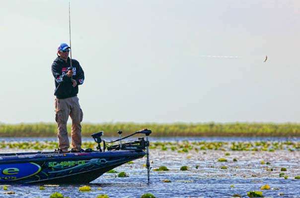 <p>
	Marty Robinson said he had three fish in the livewell early on Day One. </p>
