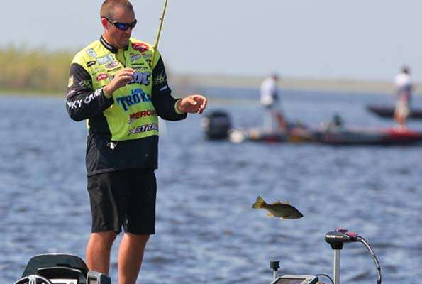<p>
	Reese had a limit in the boat, and this fish was too small to help upgrade his weight.</p>
