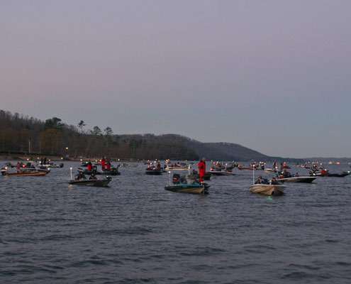 <p>
	With a full field for Day Two, the boats stack up to launch.</p>
