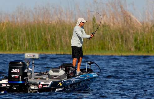 <p>
	Randy Howell fires a cast early on Day Two.</p>
