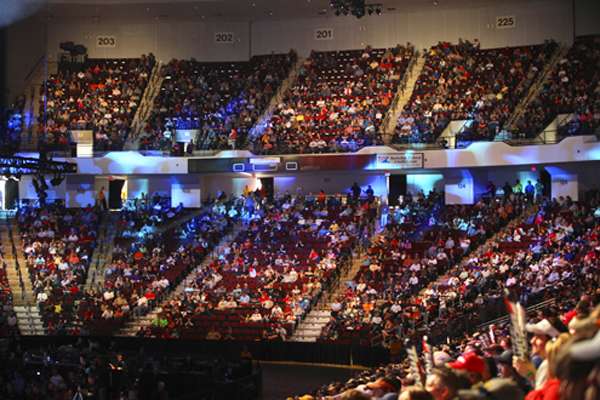 The crowds packed the CenturyLink Center in Bossier City, La., for the final weigh-in of the 2012 Bassmaster Classic.
