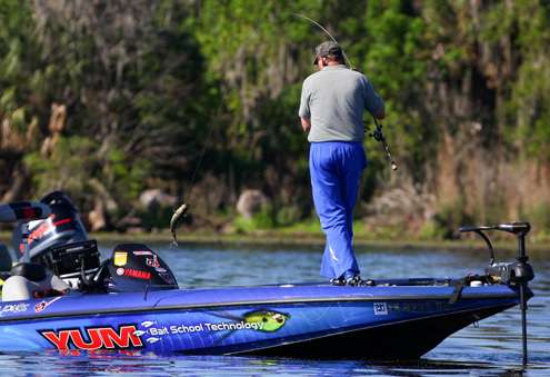 <p>
	Alton Jones boats his second keeper fish of the day. </p>
