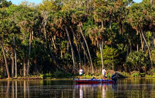 <p>
	Pete Ponds fishes along the scenic shoreline of Lake George.</p>
