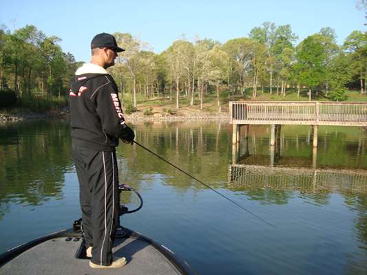 <p>
	While practice fishing at Lake Norman, Swindle would draw the bass out from under docks so he could see how big they were. He never boated a bass all day.</p>
