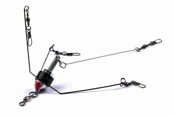 <p>
	<strong>Jewel Swim Gem Brella</strong></p>
<p>
	This design has been catching stripers for years in a larger size. Jewel has downsized this sturdy rig for bass fishing with the Swim Gem Brella. The arms are moveable thanks to the bolt that loosens and tightens behind the head. <a href=