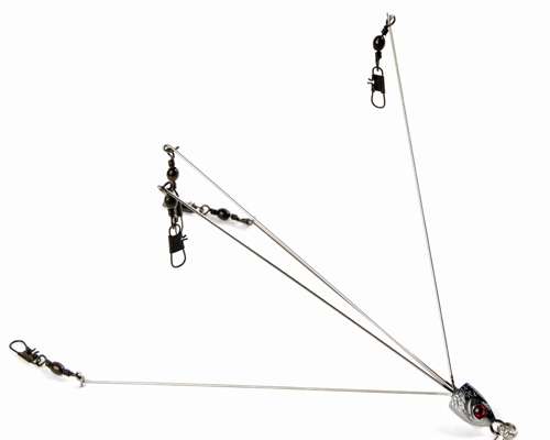 <p>
	<strong>Ol' Nelle Umbrella Rig</strong></p>
<p>
	This rig has a lead head, five sturdy wires and can be had with or without weighted screwlock hooks for a weedless rig. They're made in the USA, too, specifically Covington, Ga. Call: 770-862-1817 for more info.</p>
