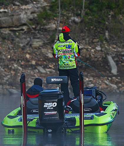 <p>
	Brent Chapman fishes early on Day Three of the TroKar Quest.</p>
