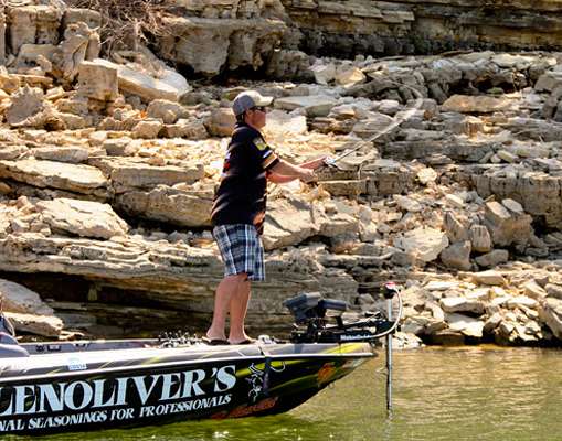 <p>
	Kevin LeDoux was fishing an area where he caught several nice smallmouth in practice. </p>
