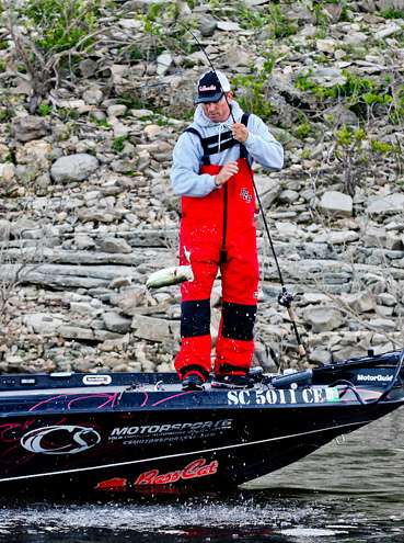 <p>
	A close-up look at Elite Series pro Britt Myers' reeling in some keepers on Day Four of the TroKar Quest on Bull Shoals Lake.</p>
