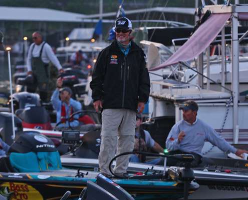 <p>
	Rick Clunn is all smiles as he waits for his boat number to be called.</p>
