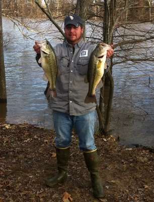 <p>
	Chad Holloway caught these bass in back-to-back casts! The weights were 4.6 and 5.2 pounds. He found them in Bushley Bayou in Harrisonburg, La., using a Texas rigged Zoom Baby Brush Hog (watermelon red).</p>
