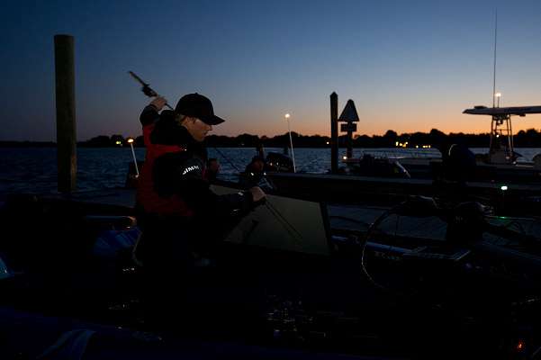 <p>
	Anglers ready their boats for the start of Day Three of the Bass Pro Shops Southern Open 2 on Lake Norman.</p>
